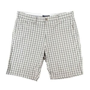 Tommy Hilfiger Shorts Mens 38 Green Plaid Chino Flat Front Casual Summer Cotton